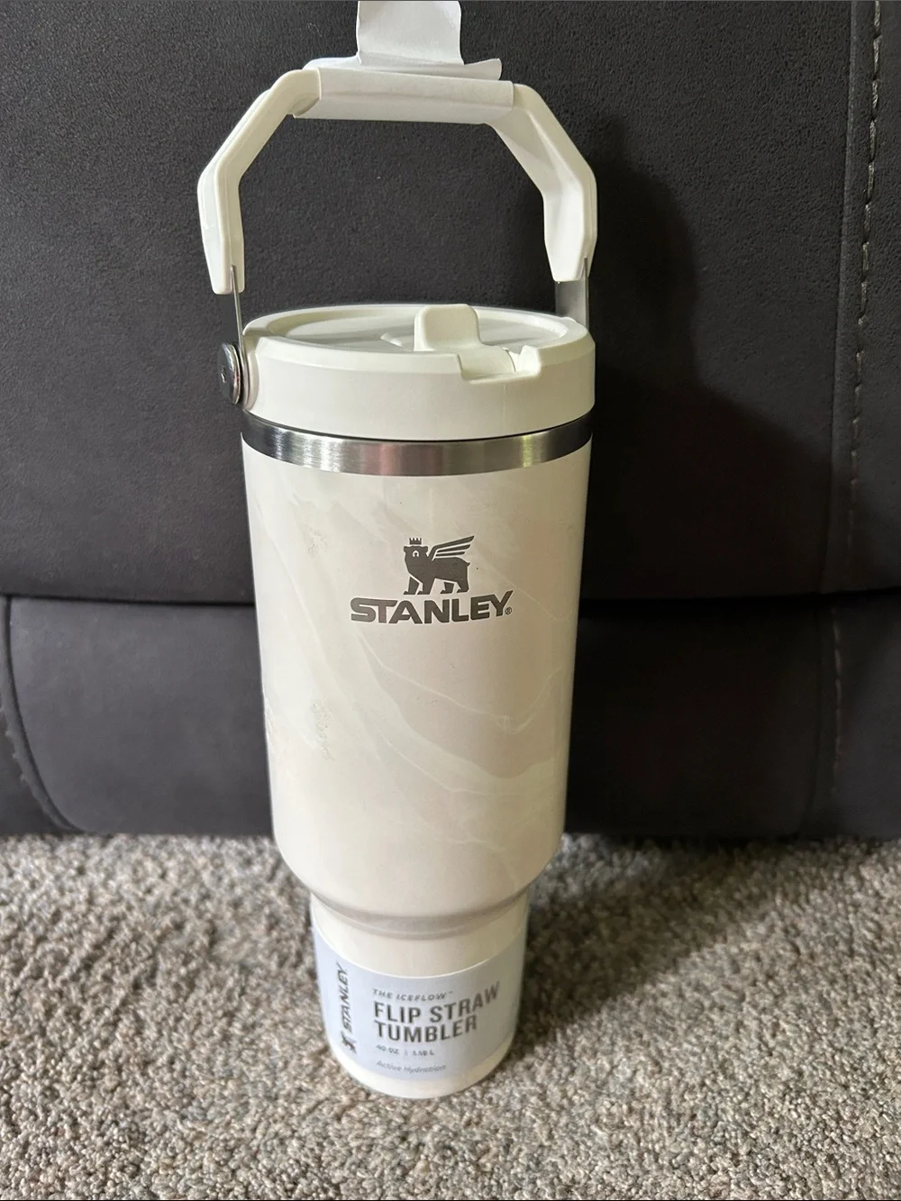 40 oz Stanley Ivory Marble Flip-Straw Tumbler with Handle - Picture 6 of 6
